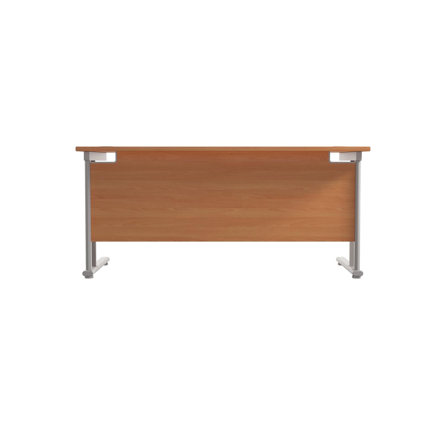 Twin Upright Rectangular Desk: 800mm Deep  1600X800 Beech/Silver