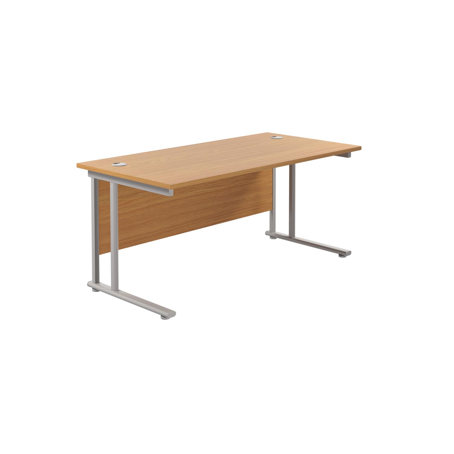 Twin Upright Rectangular Desk: 800mm Deep  1600X800 Nova Oak/Silver