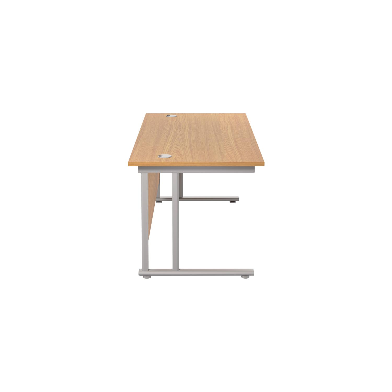 Twin Upright Rectangular Desk: 800mm Deep  1600X800 Nova Oak/Silver