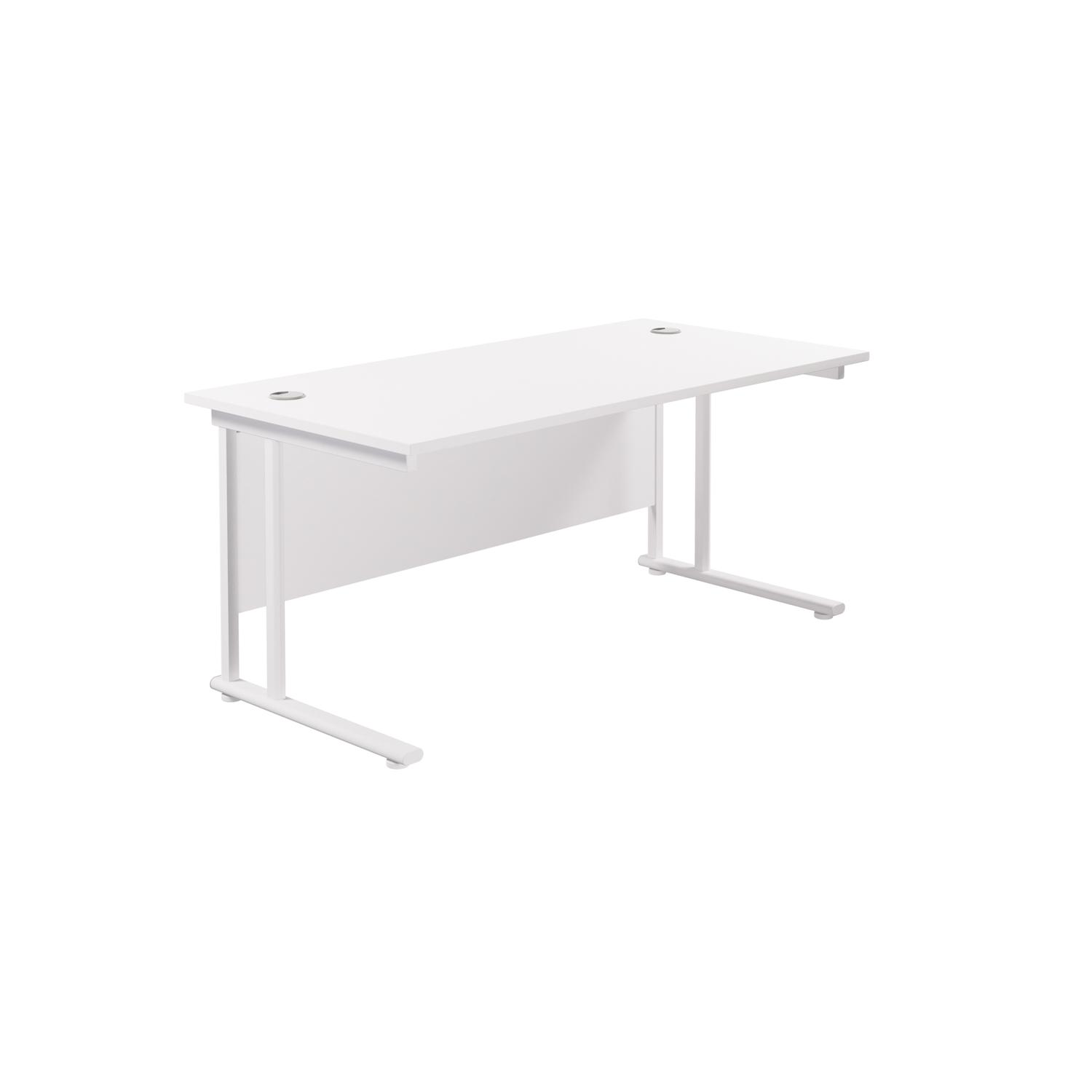 Twin Upright Rectangular Desk: 800mm Deep  1600X800 White/White