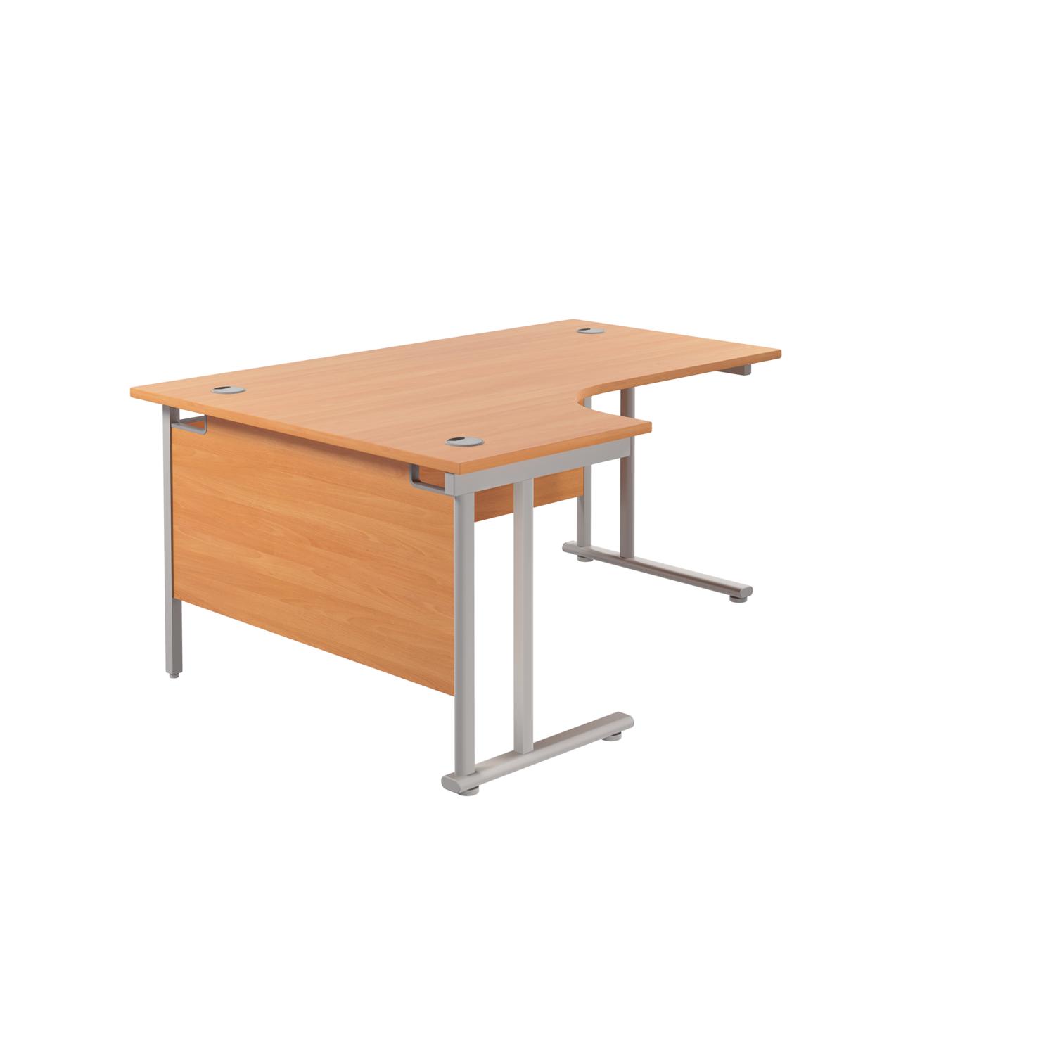 Twin Upright Left Hand Radial Desk  1800X1200 Beech/Silver