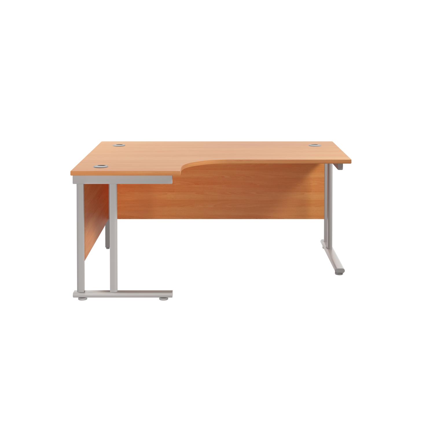 Twin Upright Left Hand Radial Desk  1800X1200 Beech/Silver