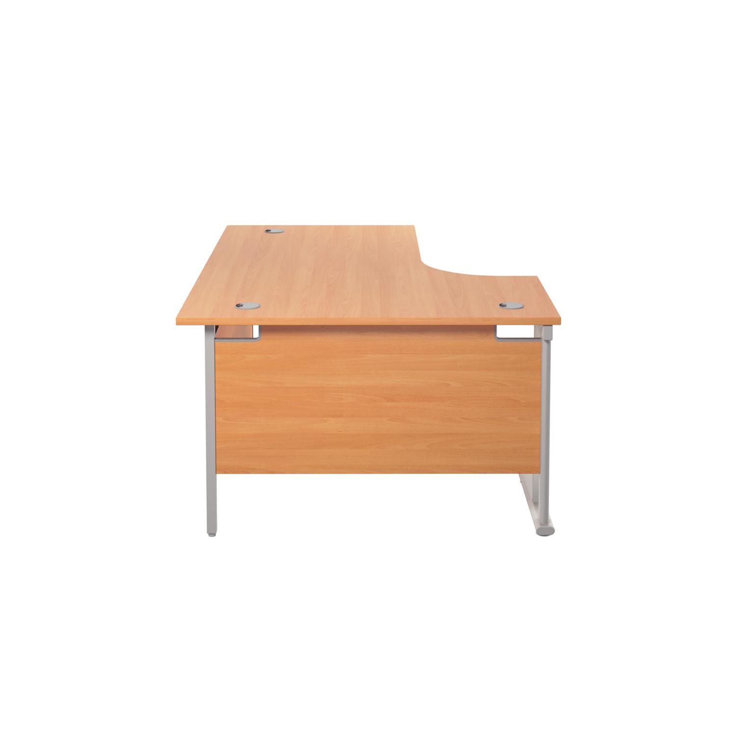 Twin Upright Left Hand Radial Desk  1800X1200 Beech/Silver