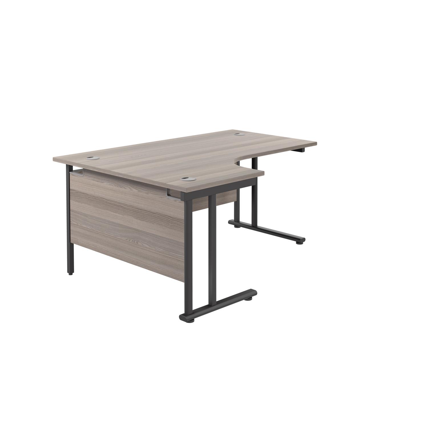 Twin Upright Left Hand Radial Desk  1800X1200 Grey Oak/Black