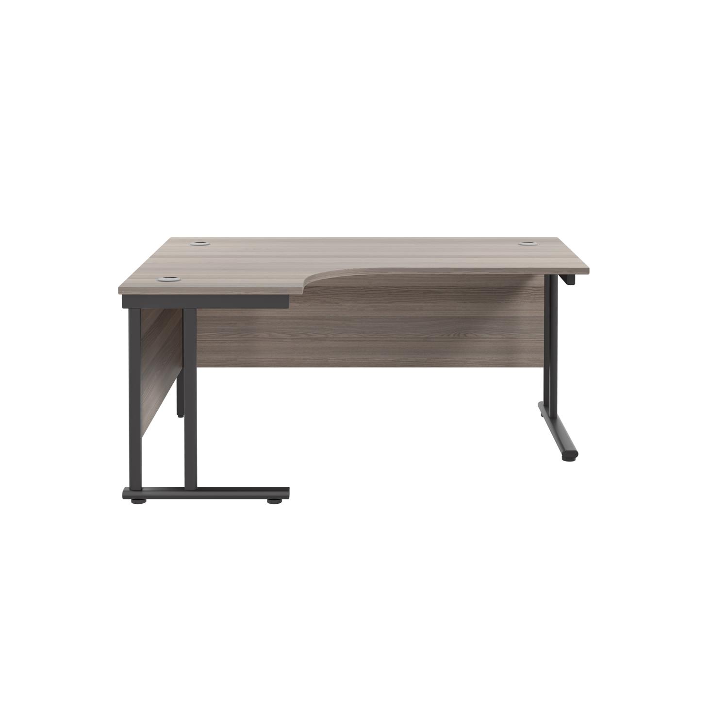 Twin Upright Left Hand Radial Desk  1800X1200 Grey Oak/Black