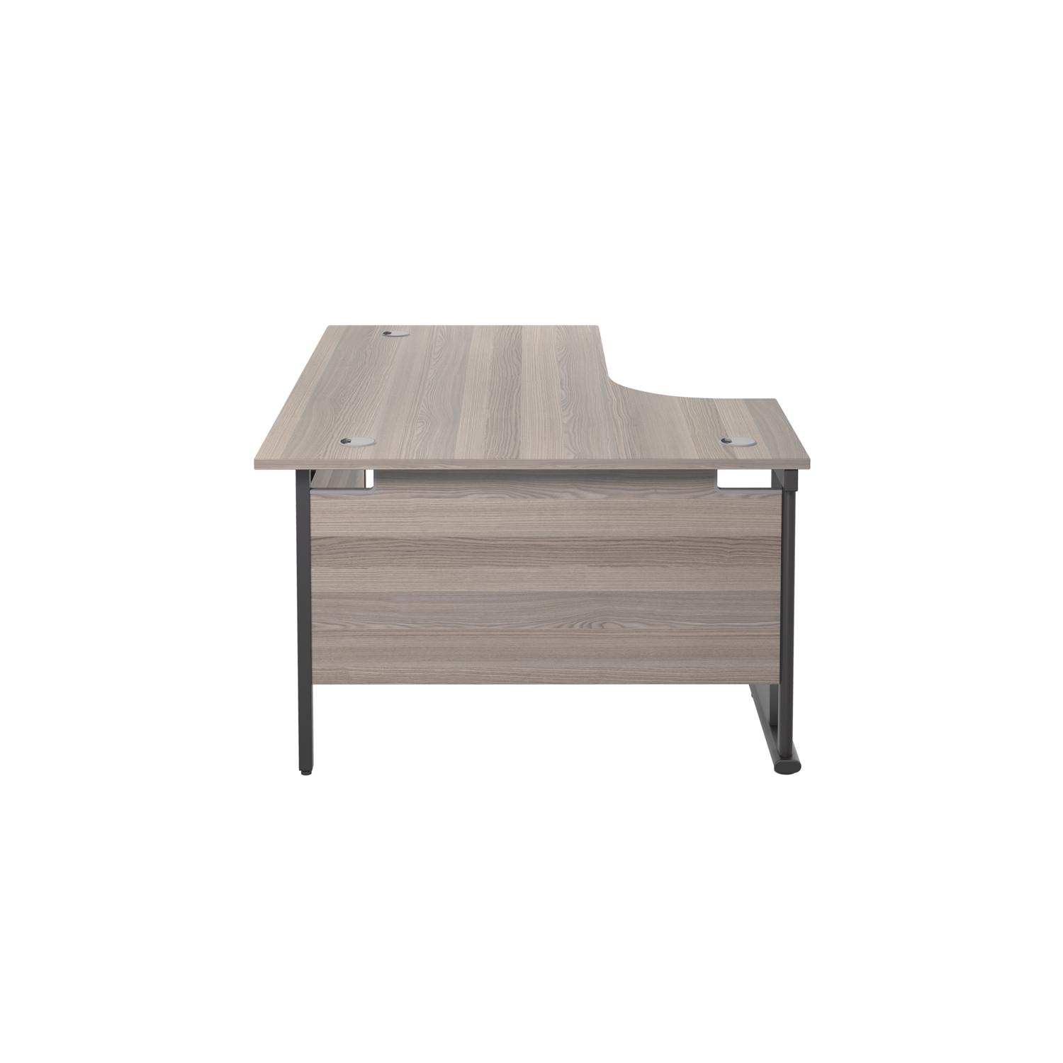 Twin Upright Left Hand Radial Desk  1800X1200 Grey Oak/Black