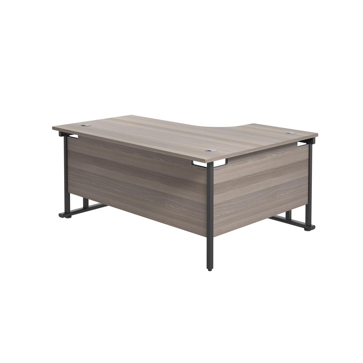 Twin Upright Left Hand Radial Desk  1800X1200 Grey Oak/Black