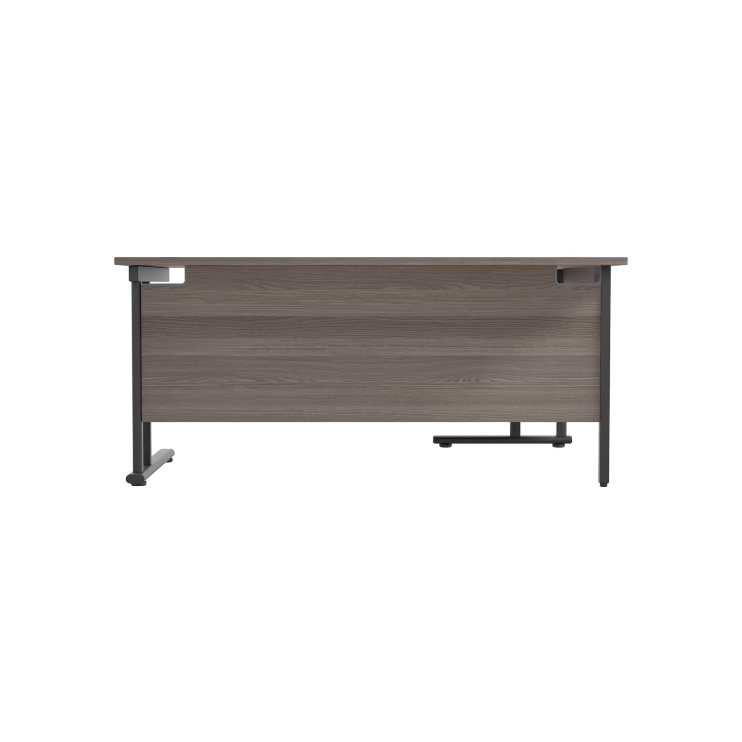 Twin Upright Left Hand Radial Desk  1800X1200 Grey Oak/Black