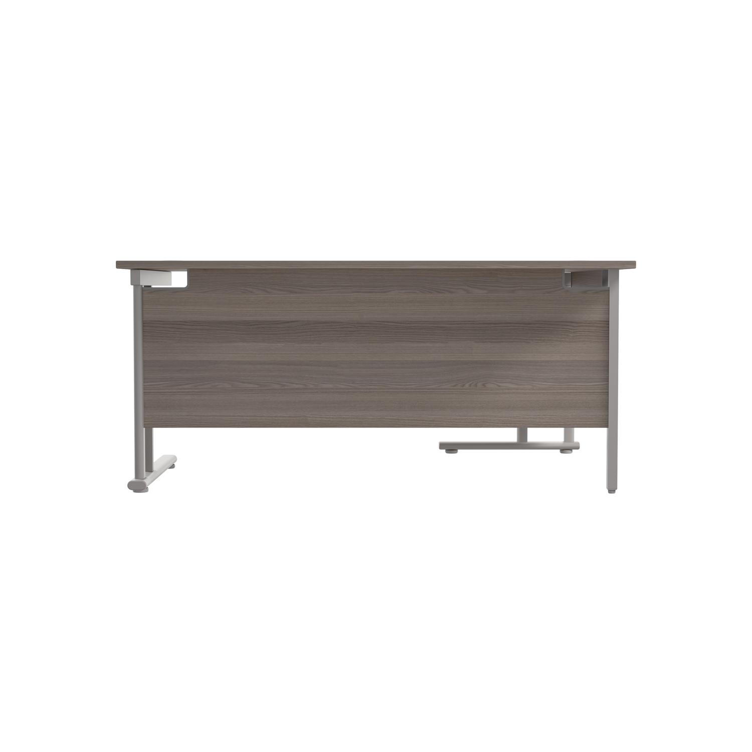 Twin Upright Left Hand Radial Desk  1800X1200 Grey Oak/Silver