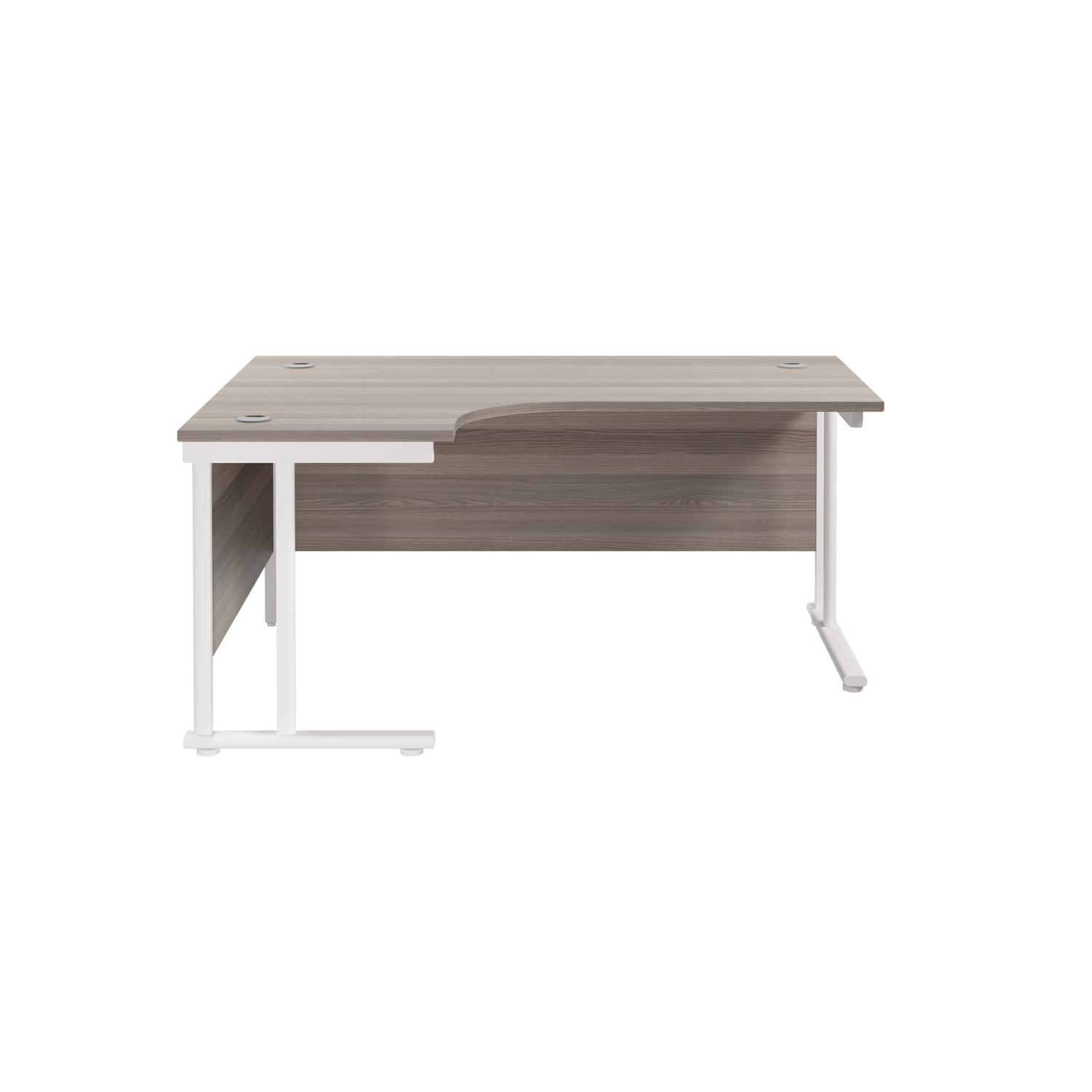Twin Upright Left Hand Radial Desk  1800X1200 Grey Oak/White