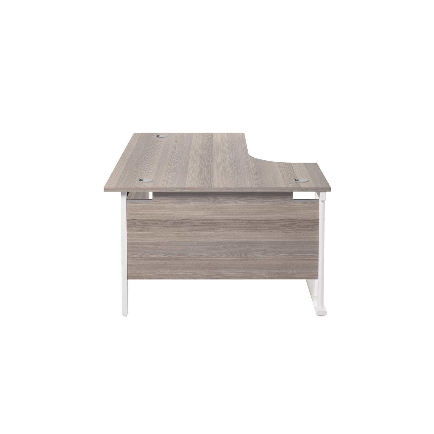 Twin Upright Left Hand Radial Desk  1800X1200 Grey Oak/White