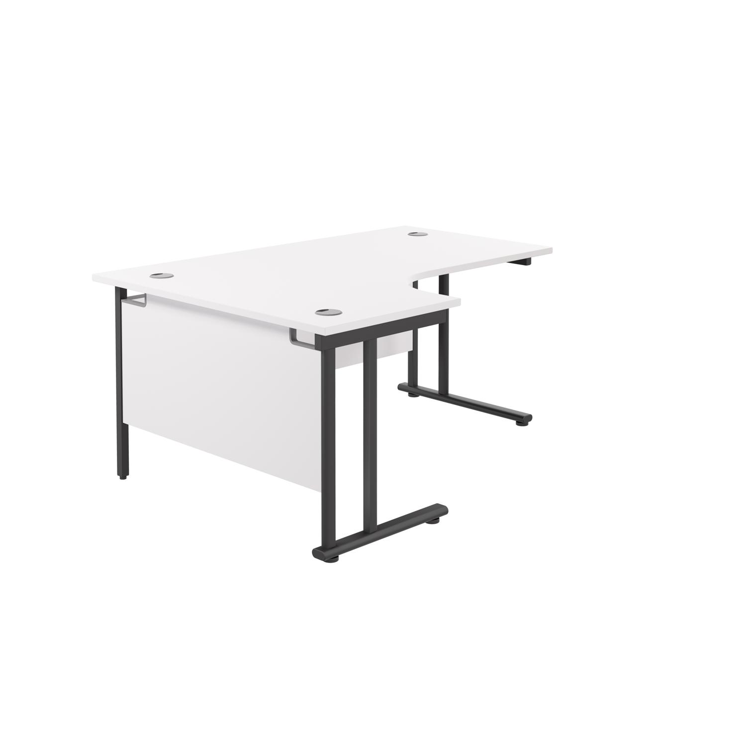 Twin Upright Left Hand Radial Desk  1800X1200 White/Black