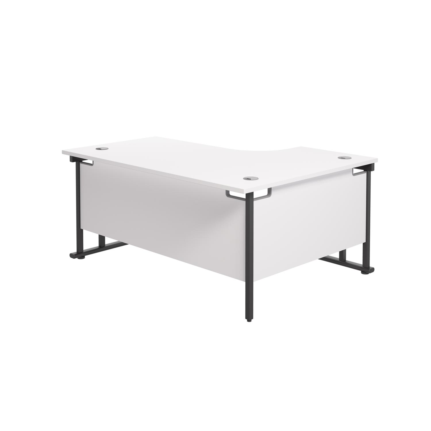 Twin Upright Left Hand Radial Desk  1800X1200 White/Black