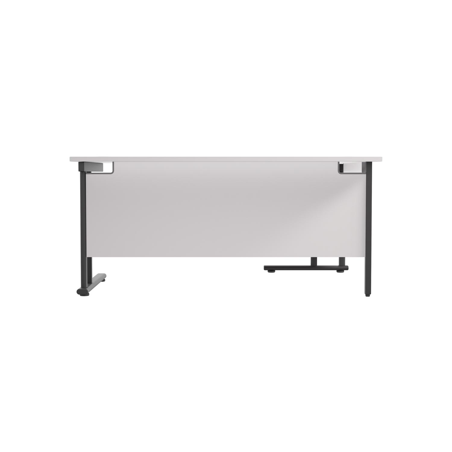 Twin Upright Left Hand Radial Desk  1800X1200 White/Black