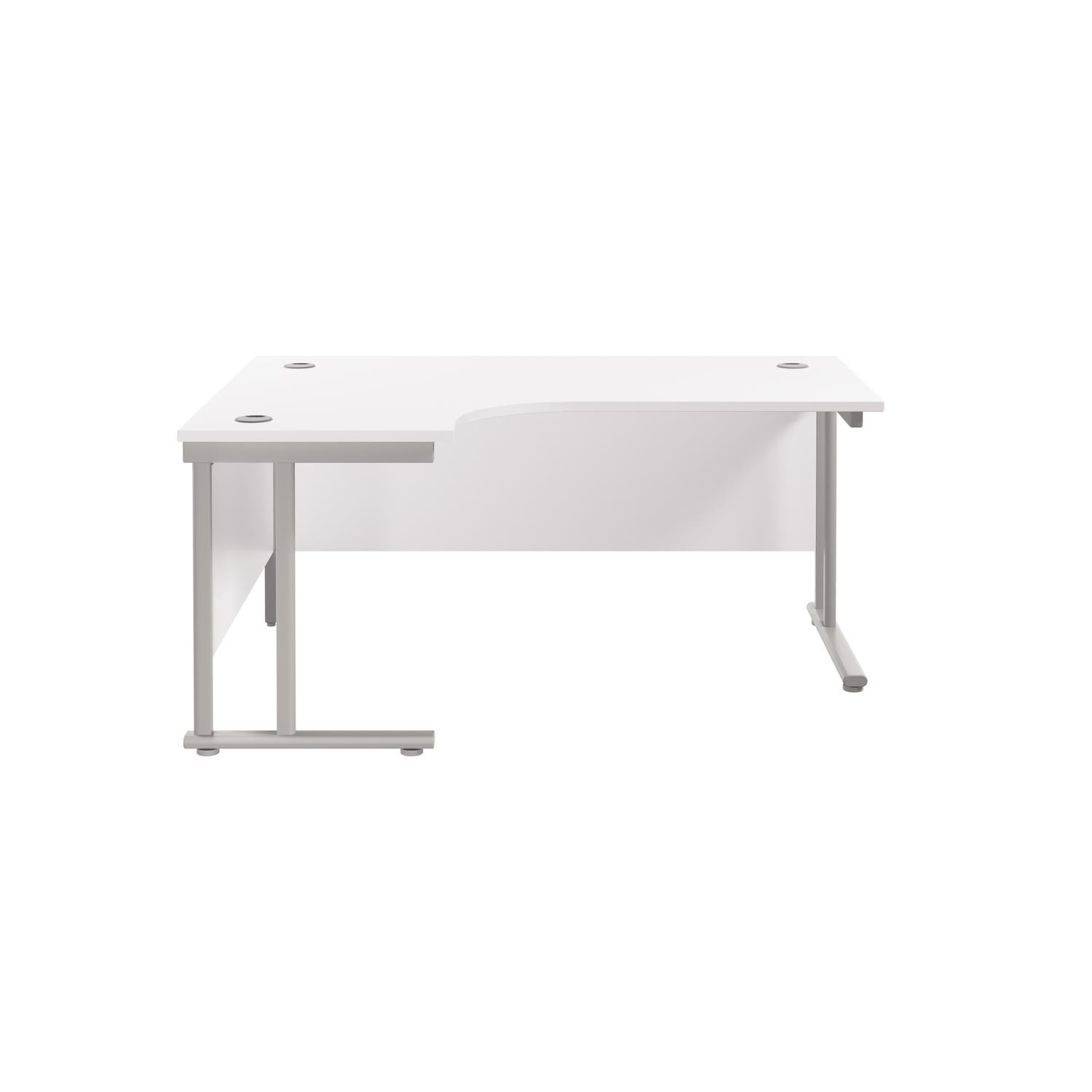 Twin Upright Left Hand Radial Desk  1800X1200 White/Silver