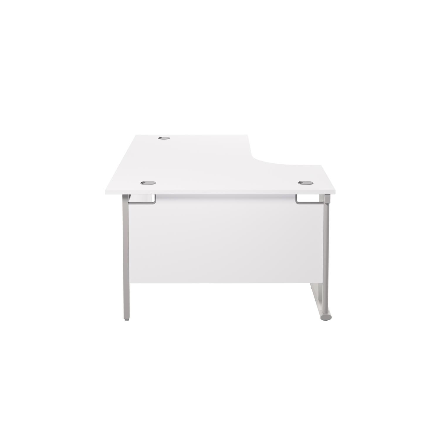 Twin Upright Left Hand Radial Desk  1800X1200 White/Silver