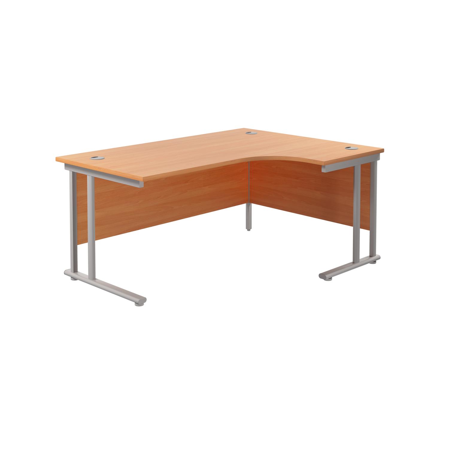 Twin Upright Right Hand Radial Desk  1800X1200 Beech/Silver