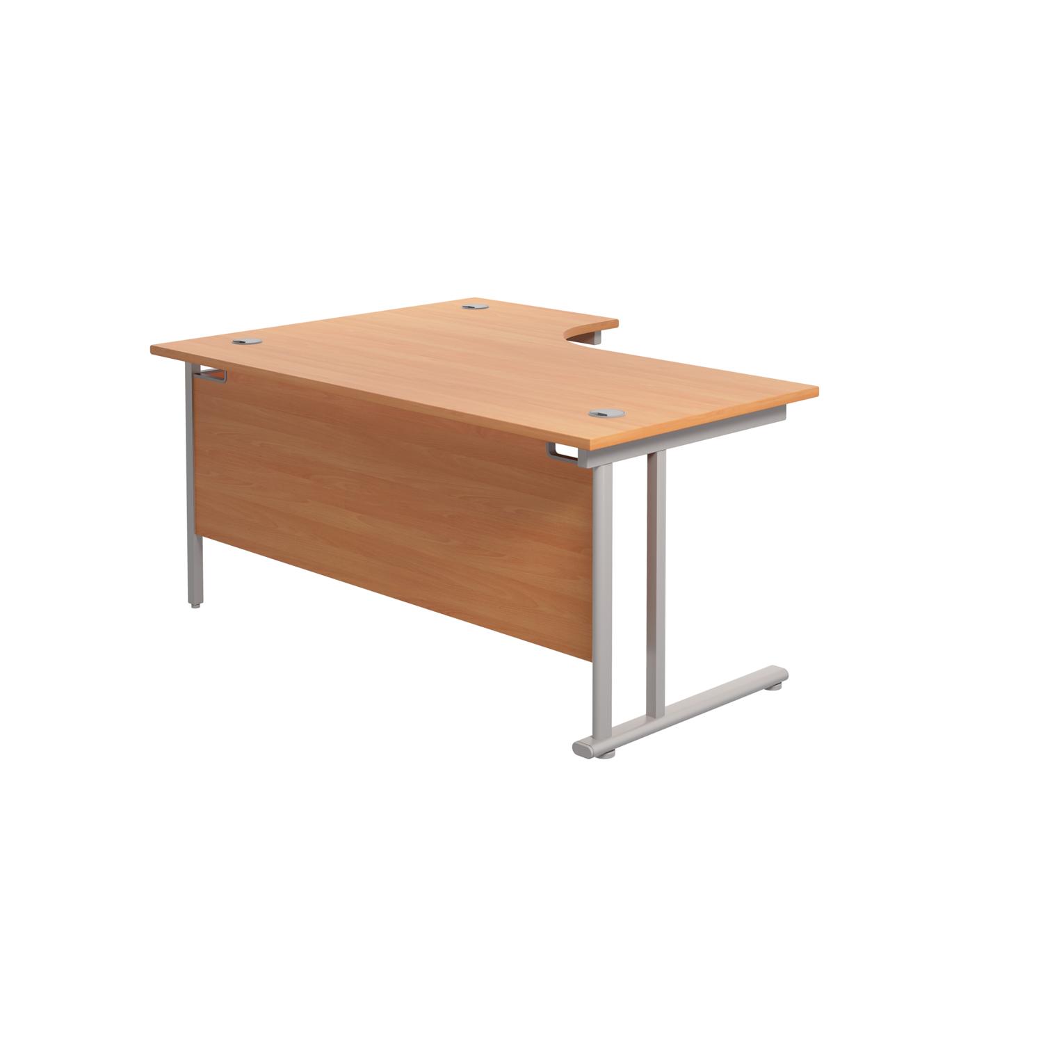 Twin Upright Right Hand Radial Desk  1800X1200 Beech/Silver