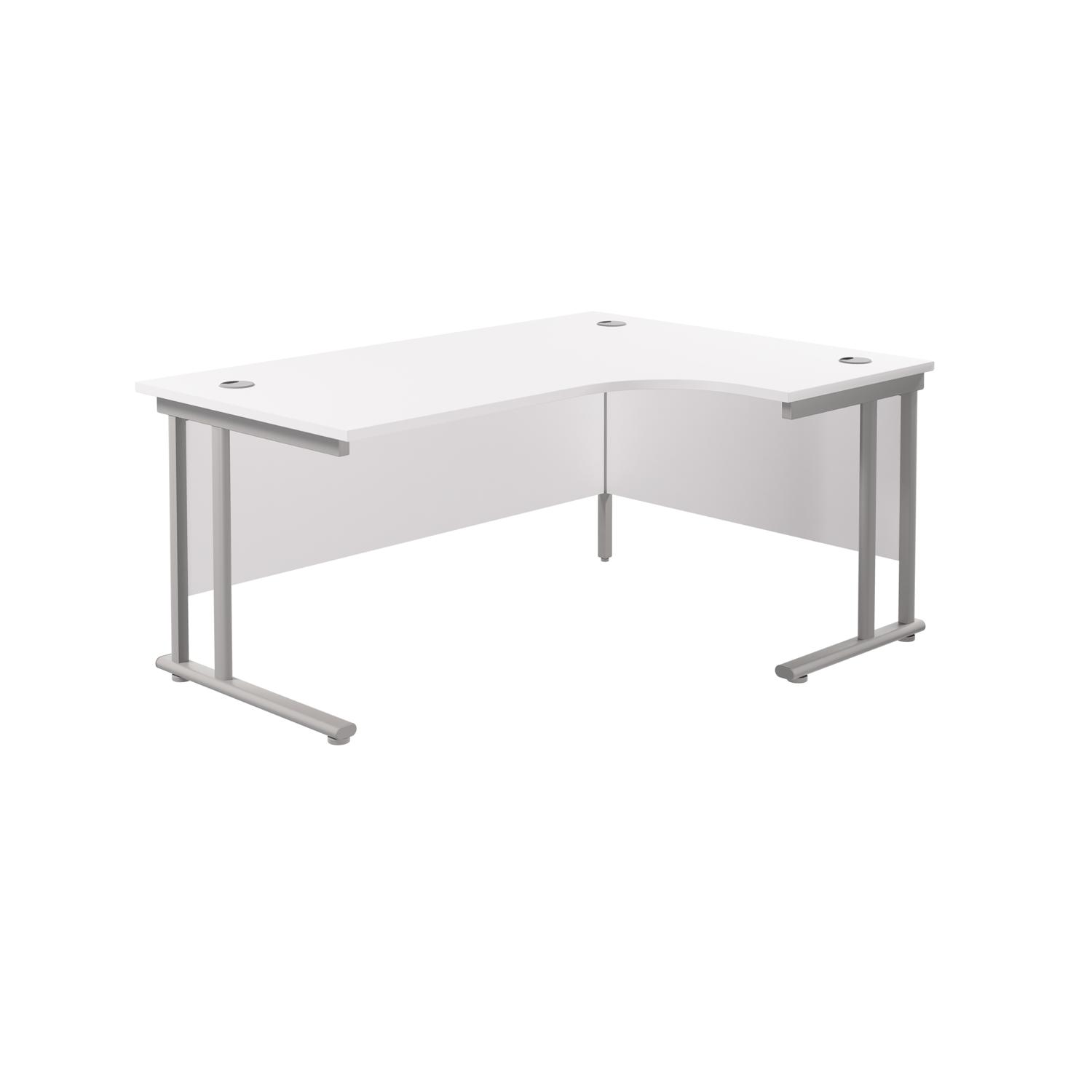 Twin Upright Right Hand Radial Desk  1800X1200 White/Silver