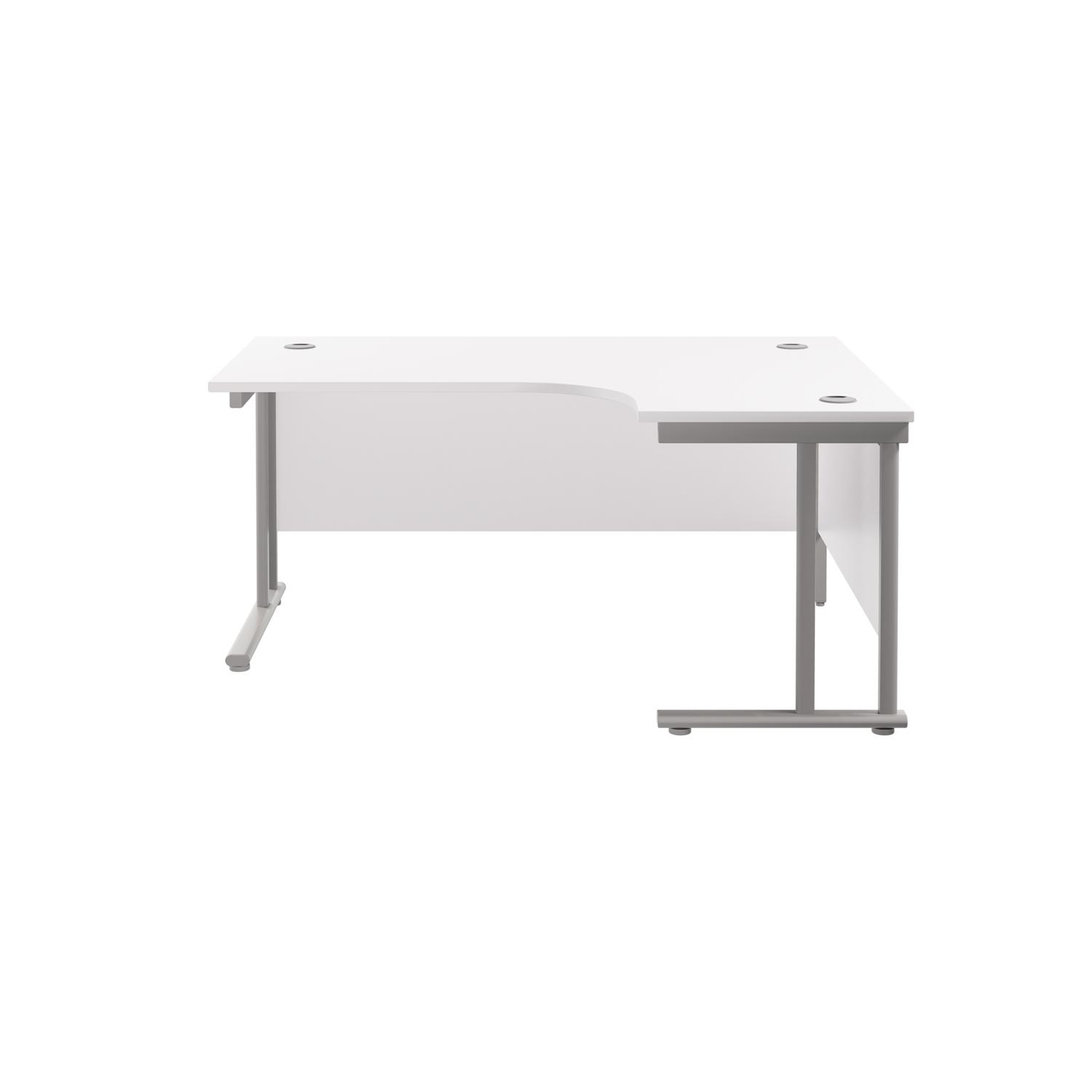 Twin Upright Right Hand Radial Desk  1800X1200 White/Silver