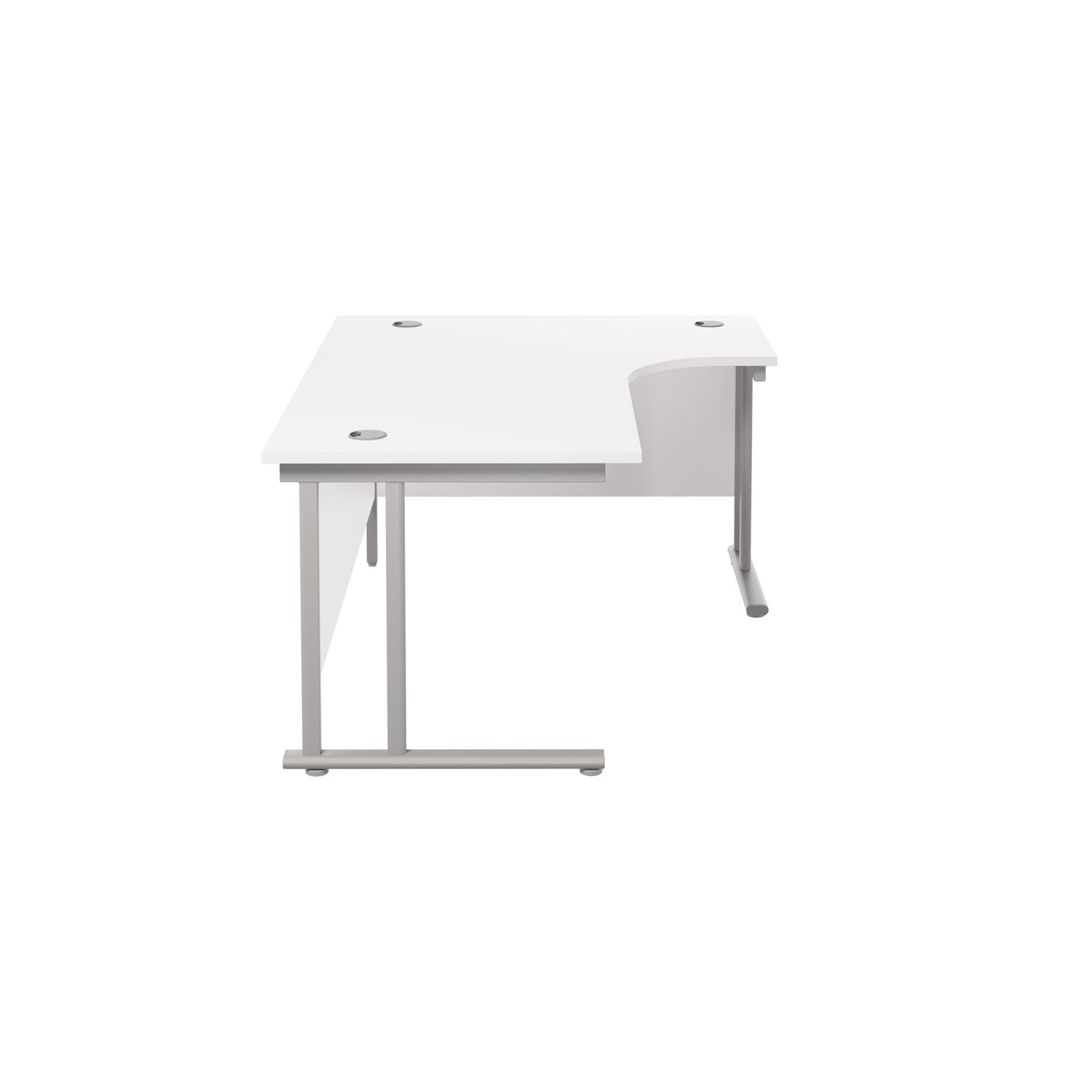 Twin Upright Right Hand Radial Desk  1800X1200 White/Silver