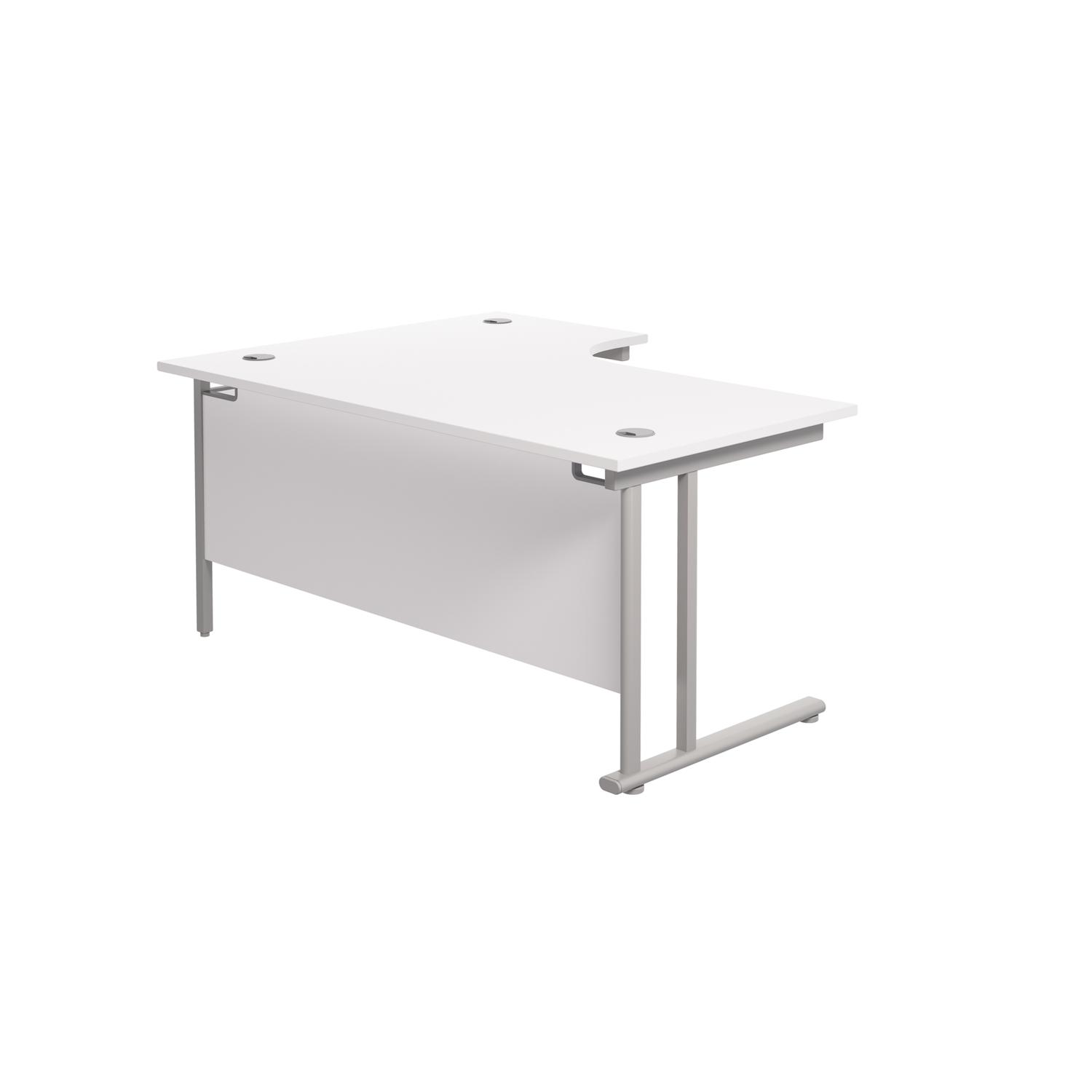 Twin Upright Right Hand Radial Desk  1800X1200 White/Silver