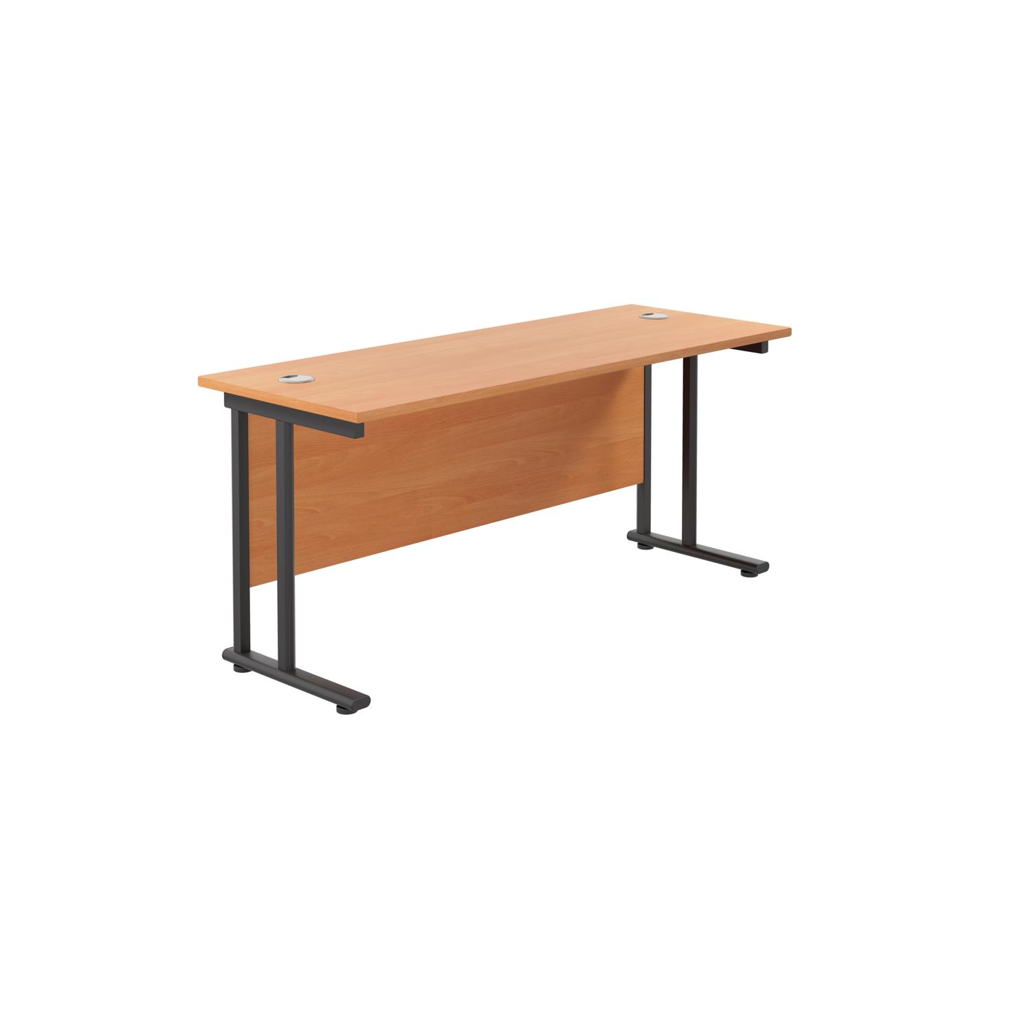 Twin Upright Rectangular Desk: 600mm Deep  1800X600 Beech/Black