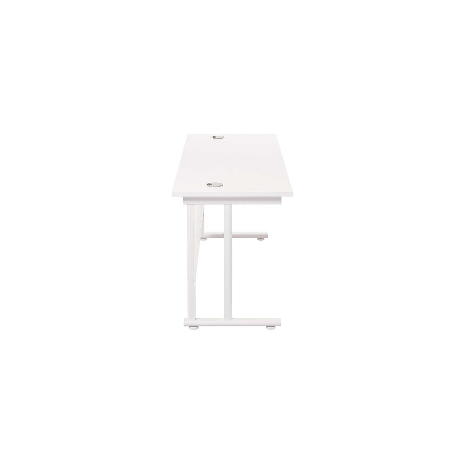 Twin Upright Rectangular Desk: 600mm Deep  1800X600 White/White