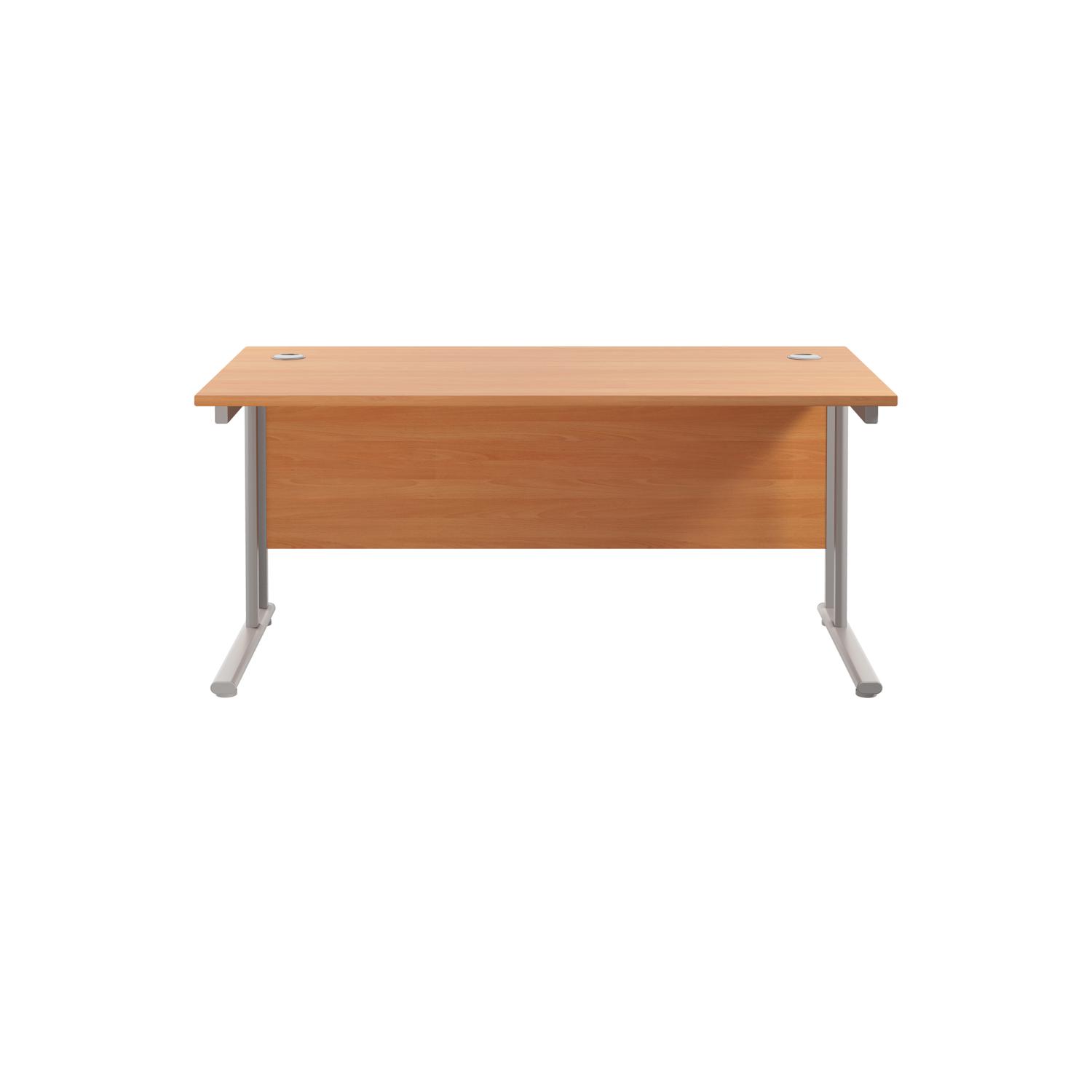 Twin Upright Rectangular Desk: 800mm Deep  1800X800 Beech/Silver