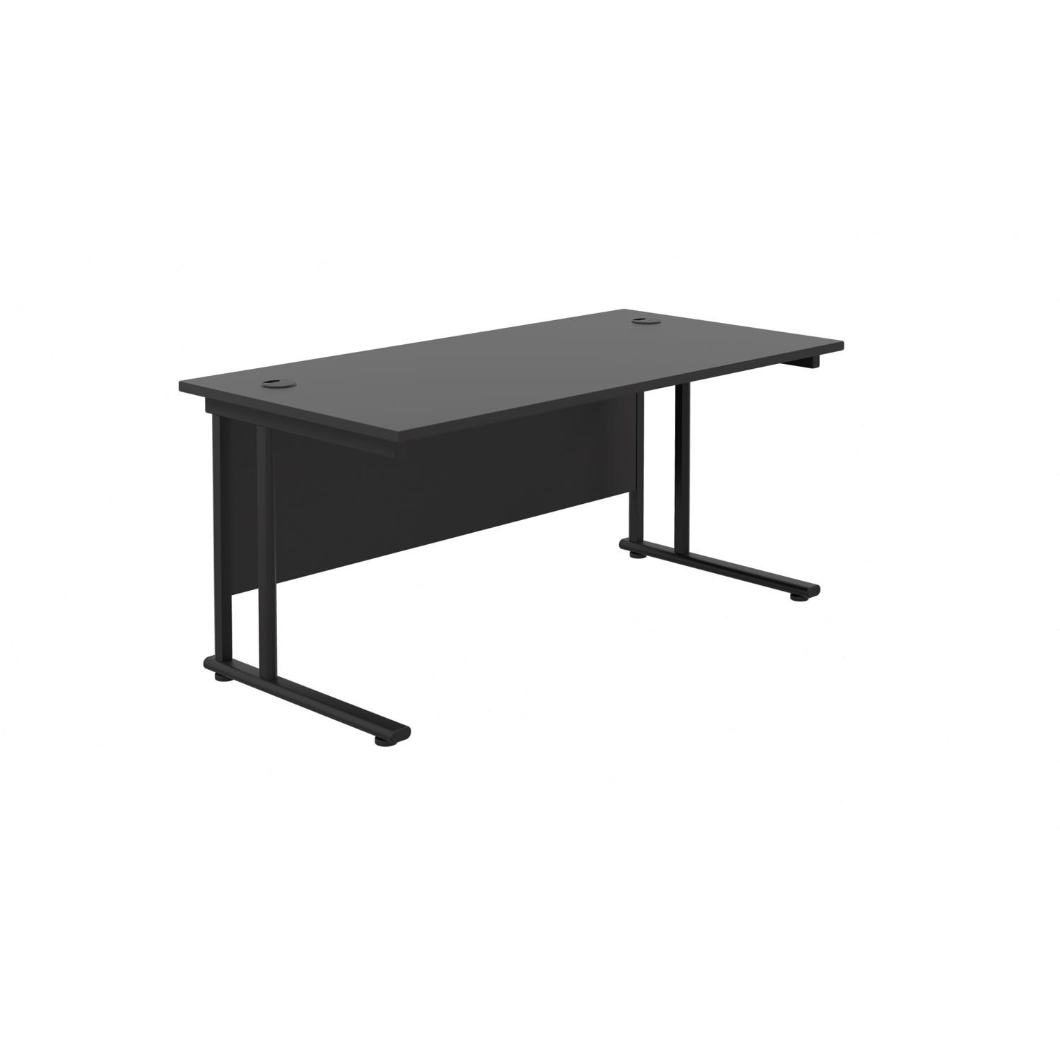 Twin Upright Rectangular Desk: 800mm Deep  1800X800 Black/Black