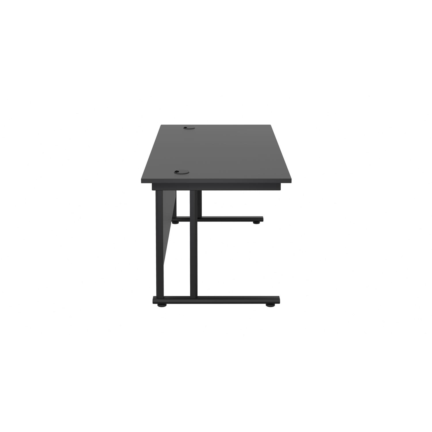 Twin Upright Rectangular Desk: 800mm Deep  1800X800 Black/Black