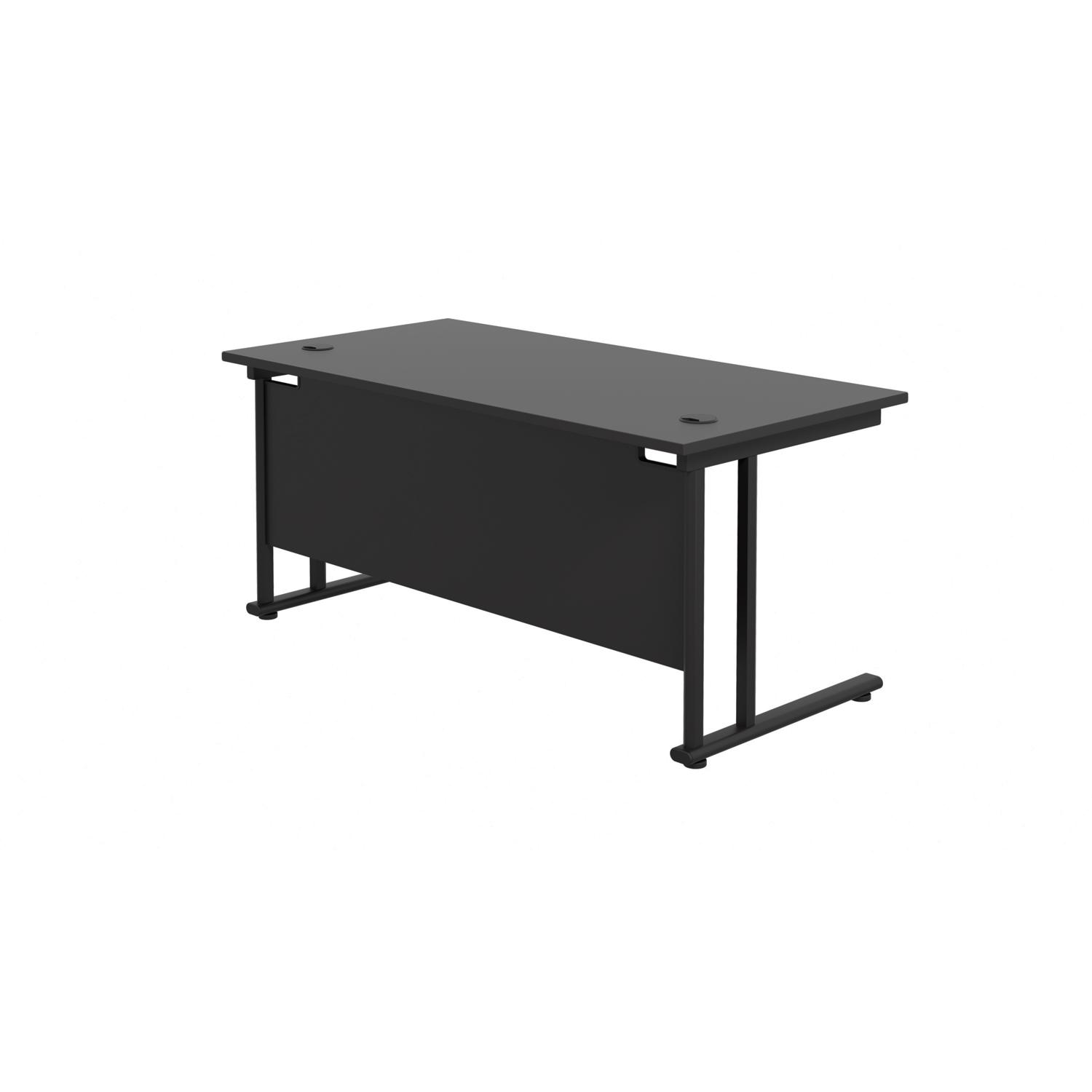 Twin Upright Rectangular Desk: 800mm Deep  1800X800 Black/Black