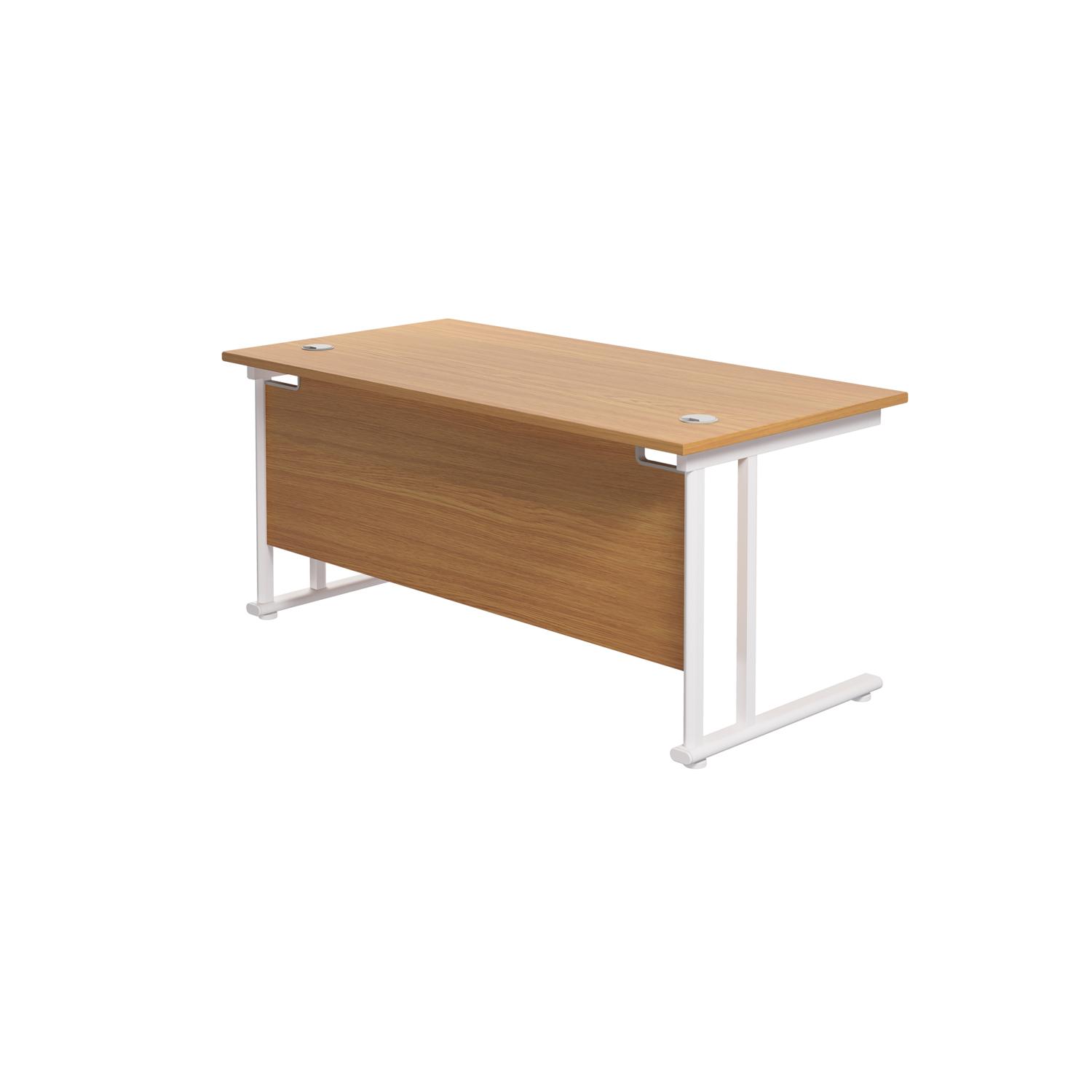 Twin Upright Rectangular Desk: 800mm Deep  1800X800 Nova Oak/White