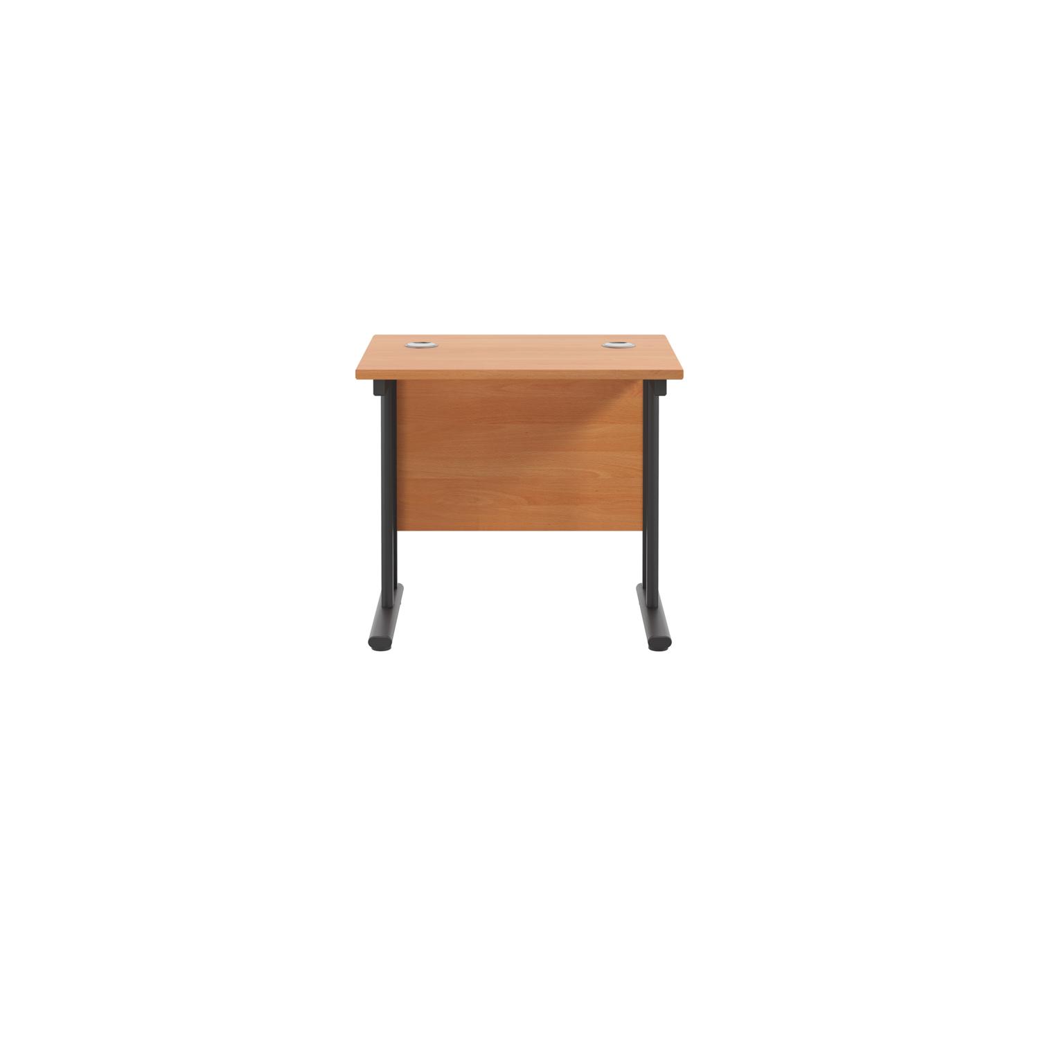 Twin Upright Rectangular Desk: 600mm Deep  800X600 Beech/Black