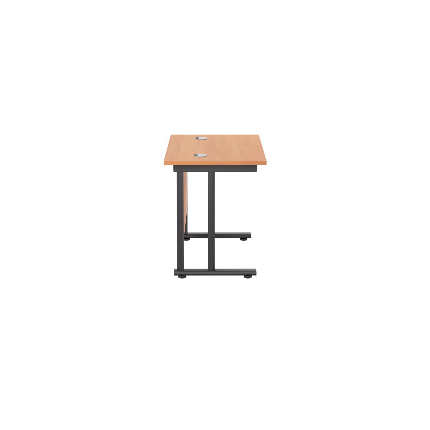 Twin Upright Rectangular Desk: 600mm Deep  800X600 Beech/Black
