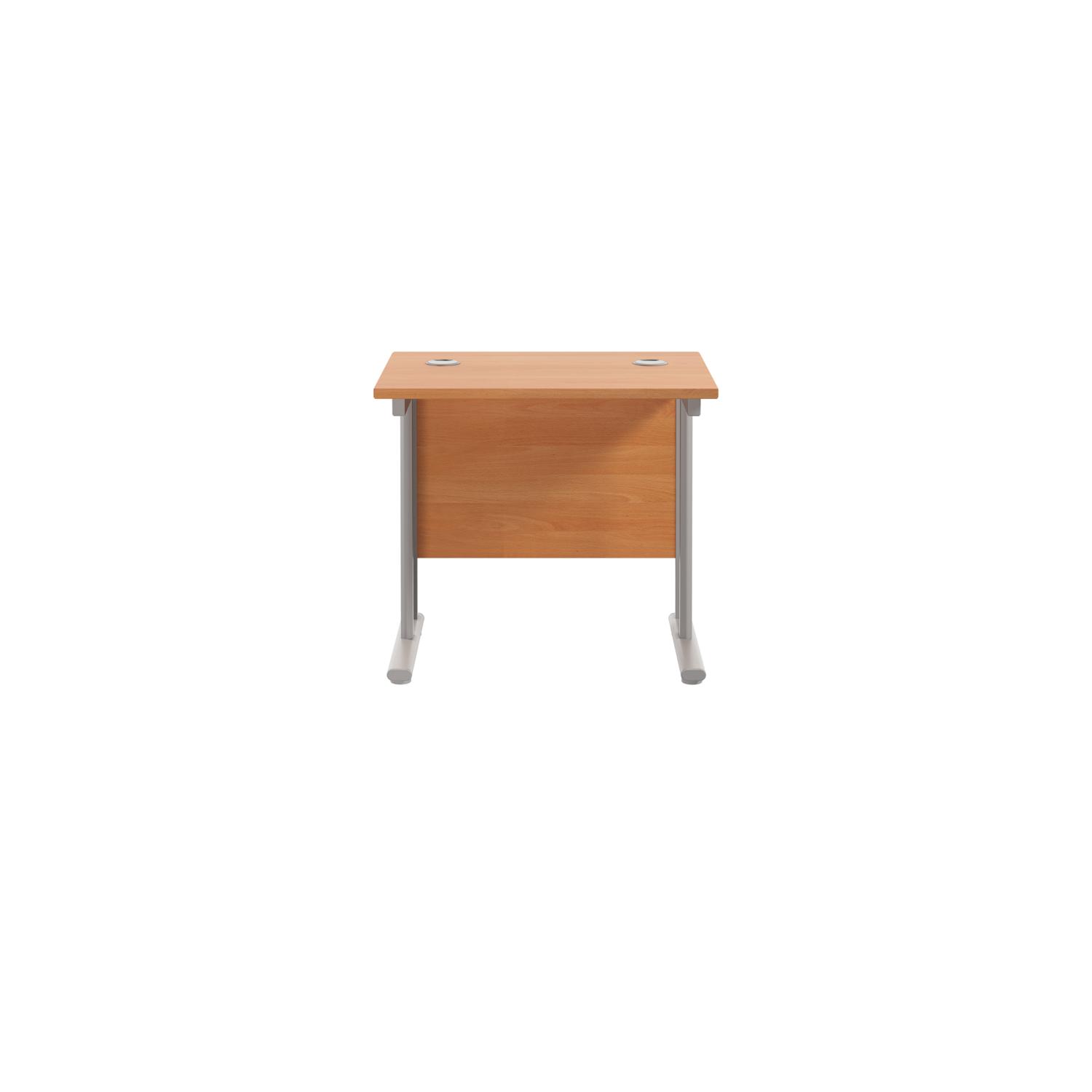 Twin Upright Rectangular Desk: 600mm Deep  800X600 Beech/Silver