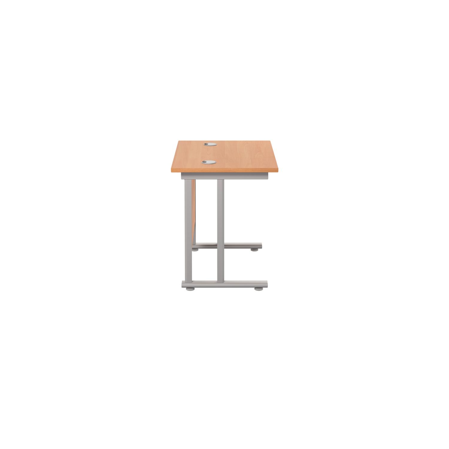 Twin Upright Rectangular Desk: 600mm Deep  800X600 Beech/Silver