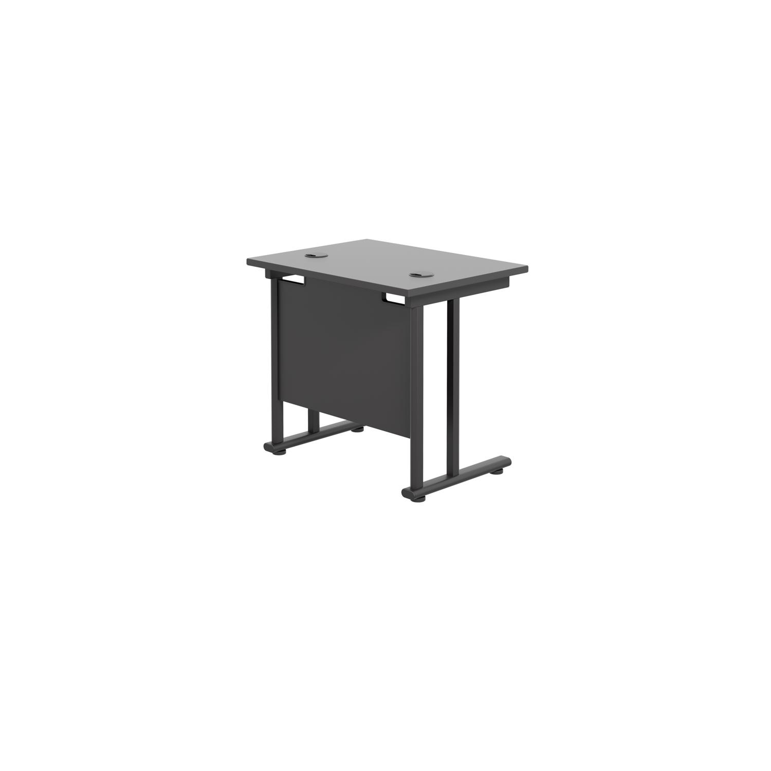 Twin Upright Rectangular Desk: 600mm Deep  800X600 Black/Black