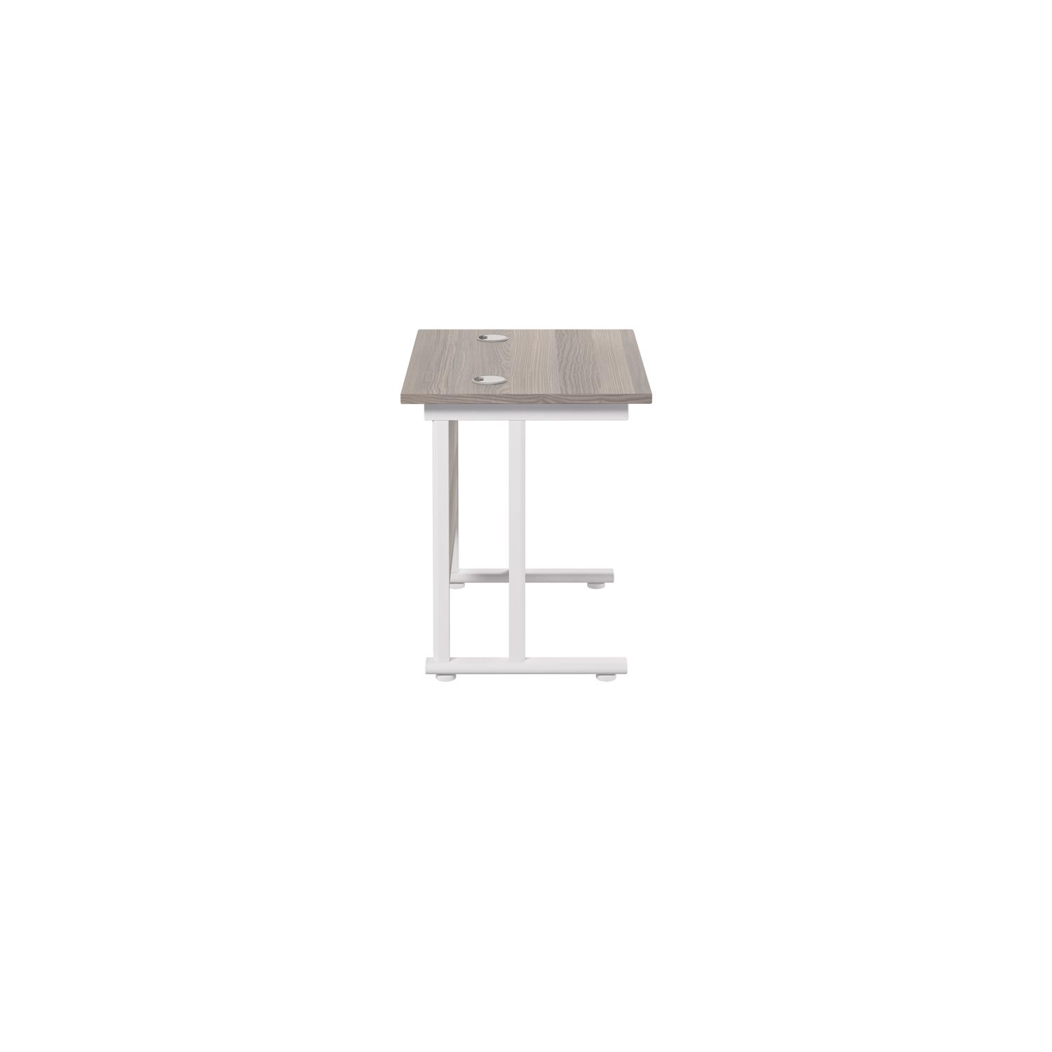 Twin Upright Rectangular Desk: 600mm Deep  800X600 Grey Oak/White