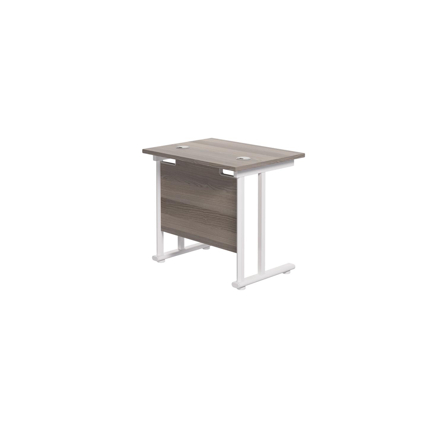 Twin Upright Rectangular Desk: 600mm Deep  800X600 Grey Oak/White