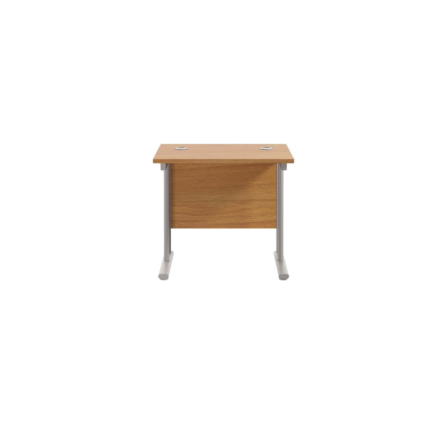 Twin Upright Rectangular Desk: 600mm Deep  800X600 Nova Oak/Silver