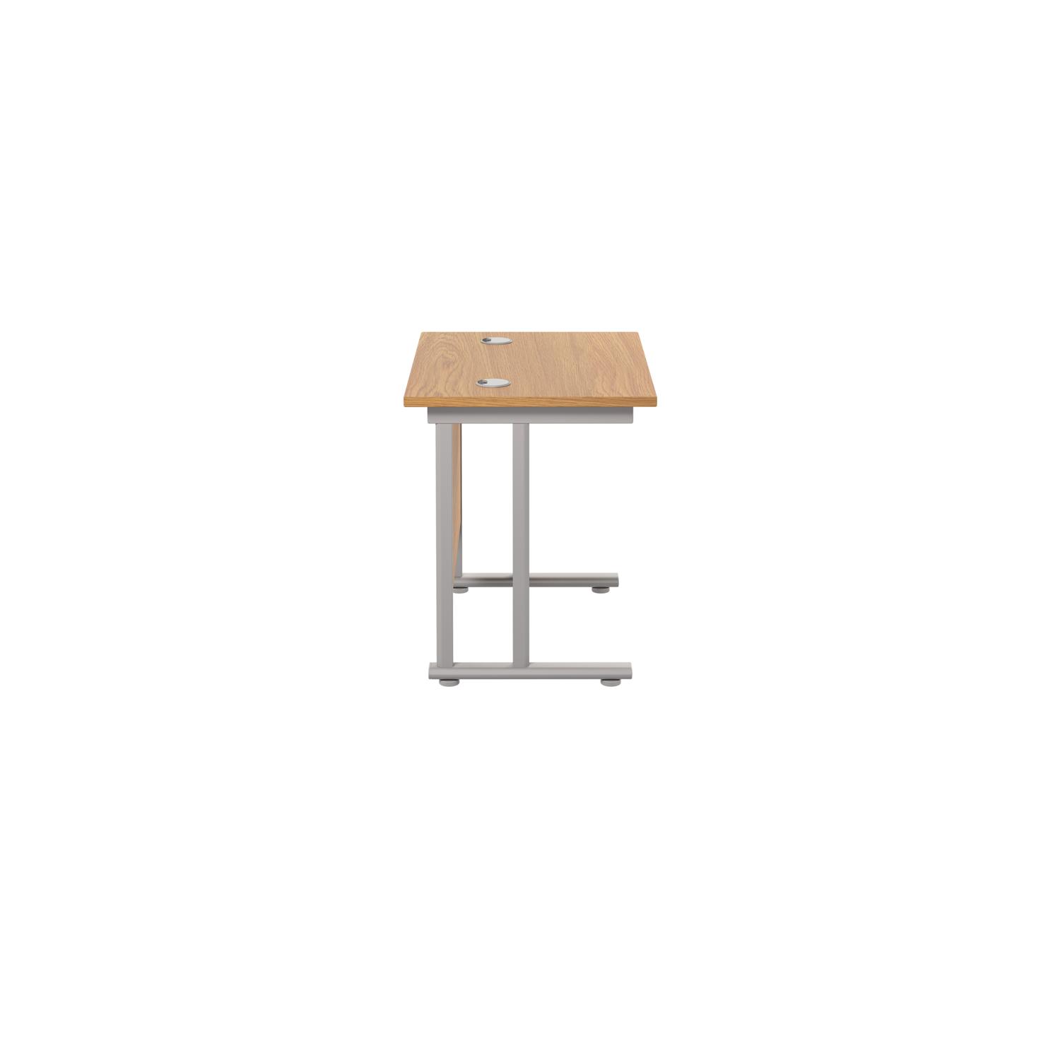 Twin Upright Rectangular Desk: 600mm Deep  800X600 Nova Oak/Silver