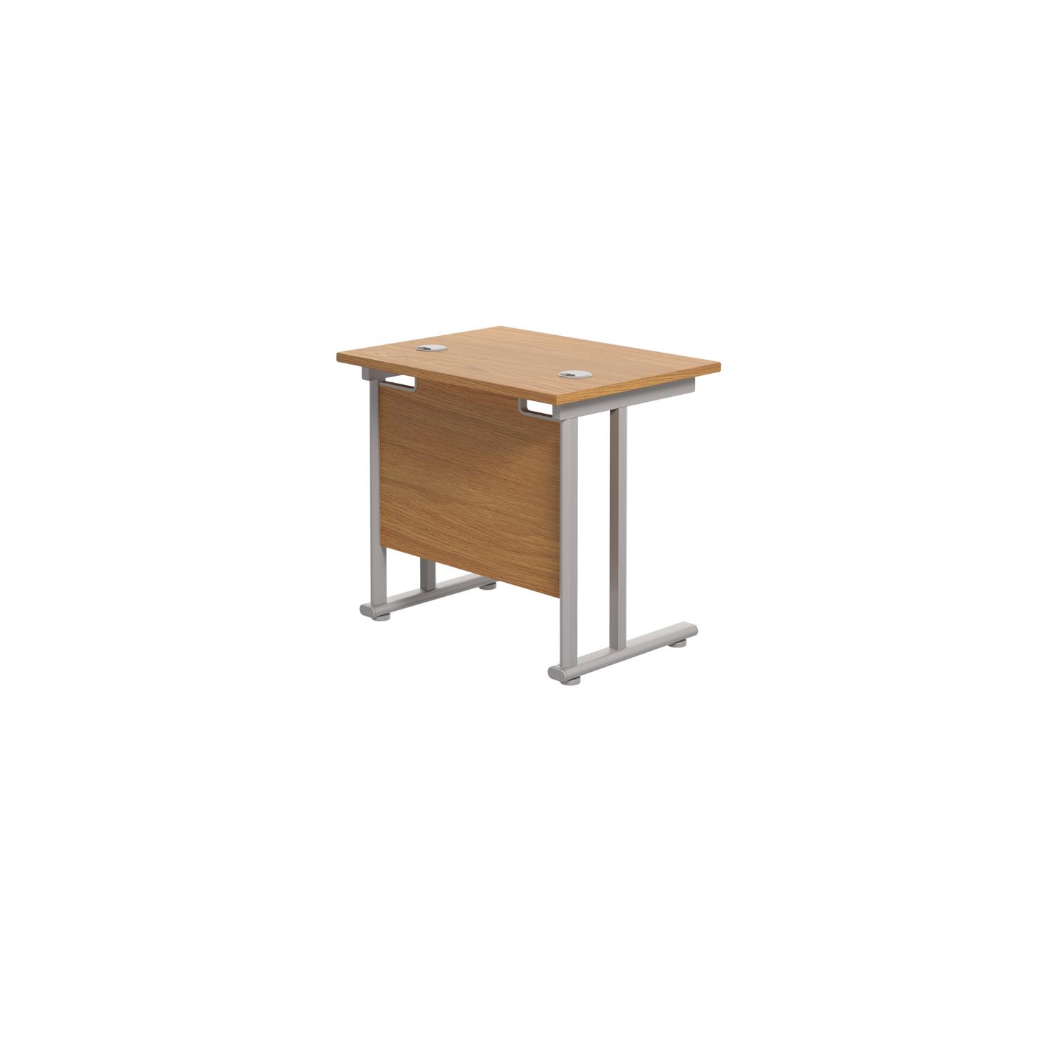 Twin Upright Rectangular Desk: 600mm Deep  800X600 Nova Oak/Silver