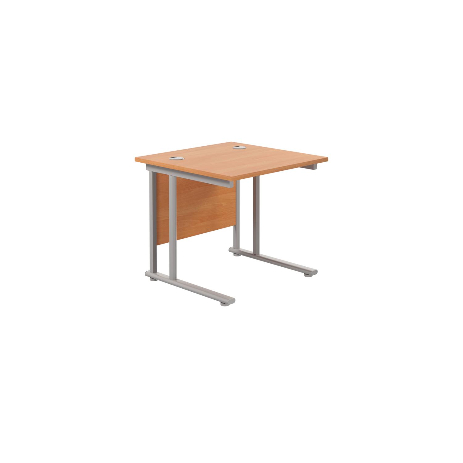 Twin Upright Rectangular Desk: 800mm Deep  800X800 Beech/Silver