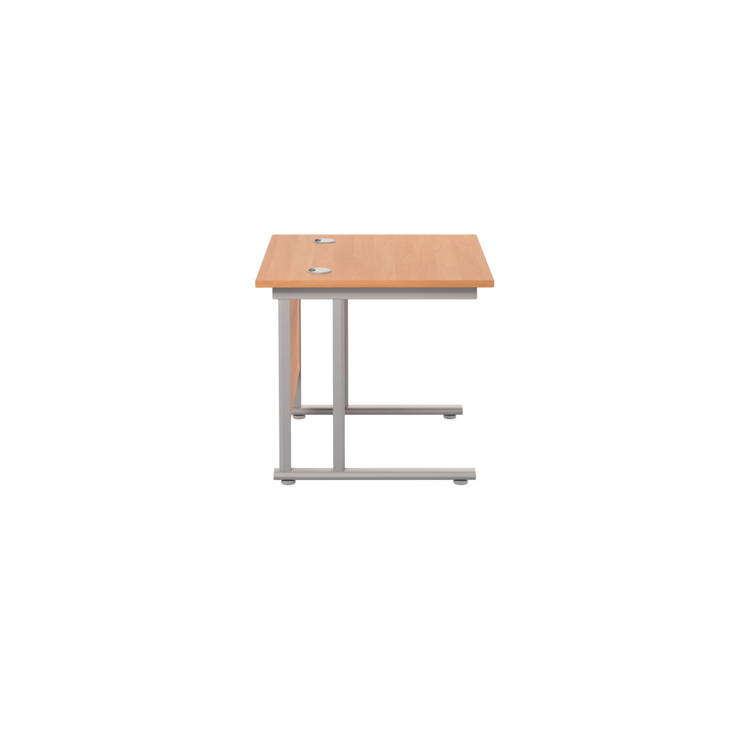 Twin Upright Rectangular Desk: 800mm Deep  800X800 Beech/Silver
