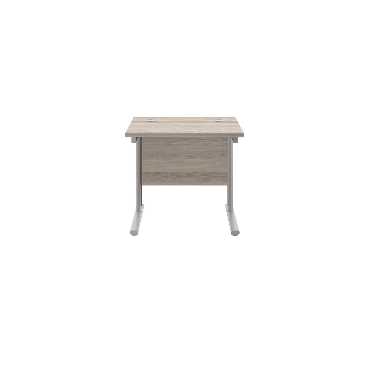 Twin Upright Rectangular Desk: 800mm Deep  800X800 Grey Oak/Silver