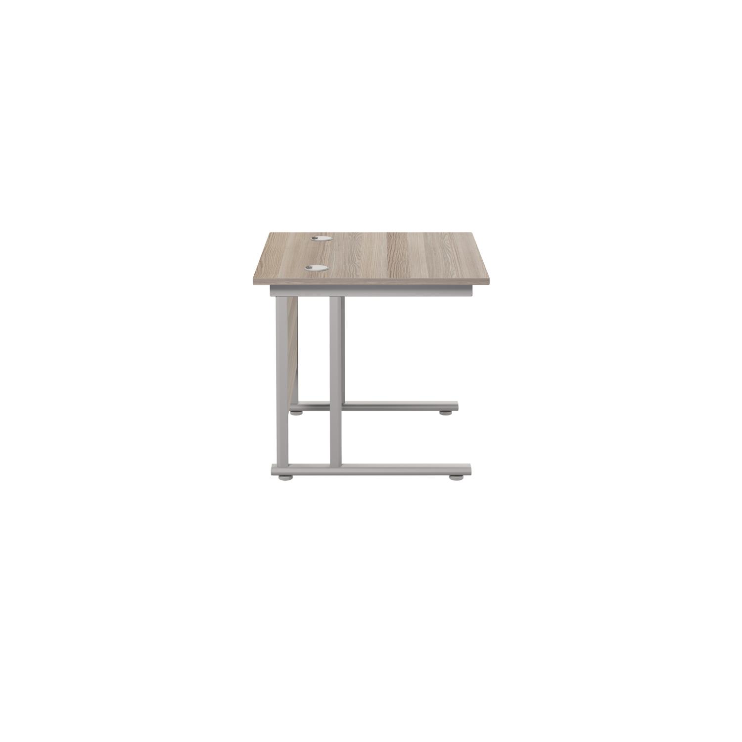 Twin Upright Rectangular Desk: 800mm Deep  800X800 Grey Oak/Silver