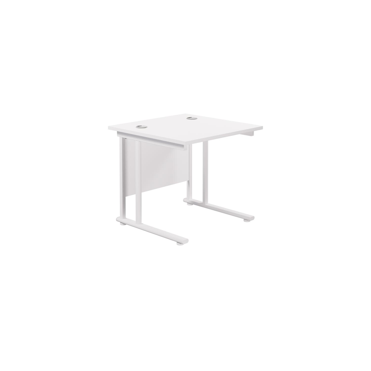 Twin Upright Rectangular Desk: 800mm Deep  800X800 White/White
