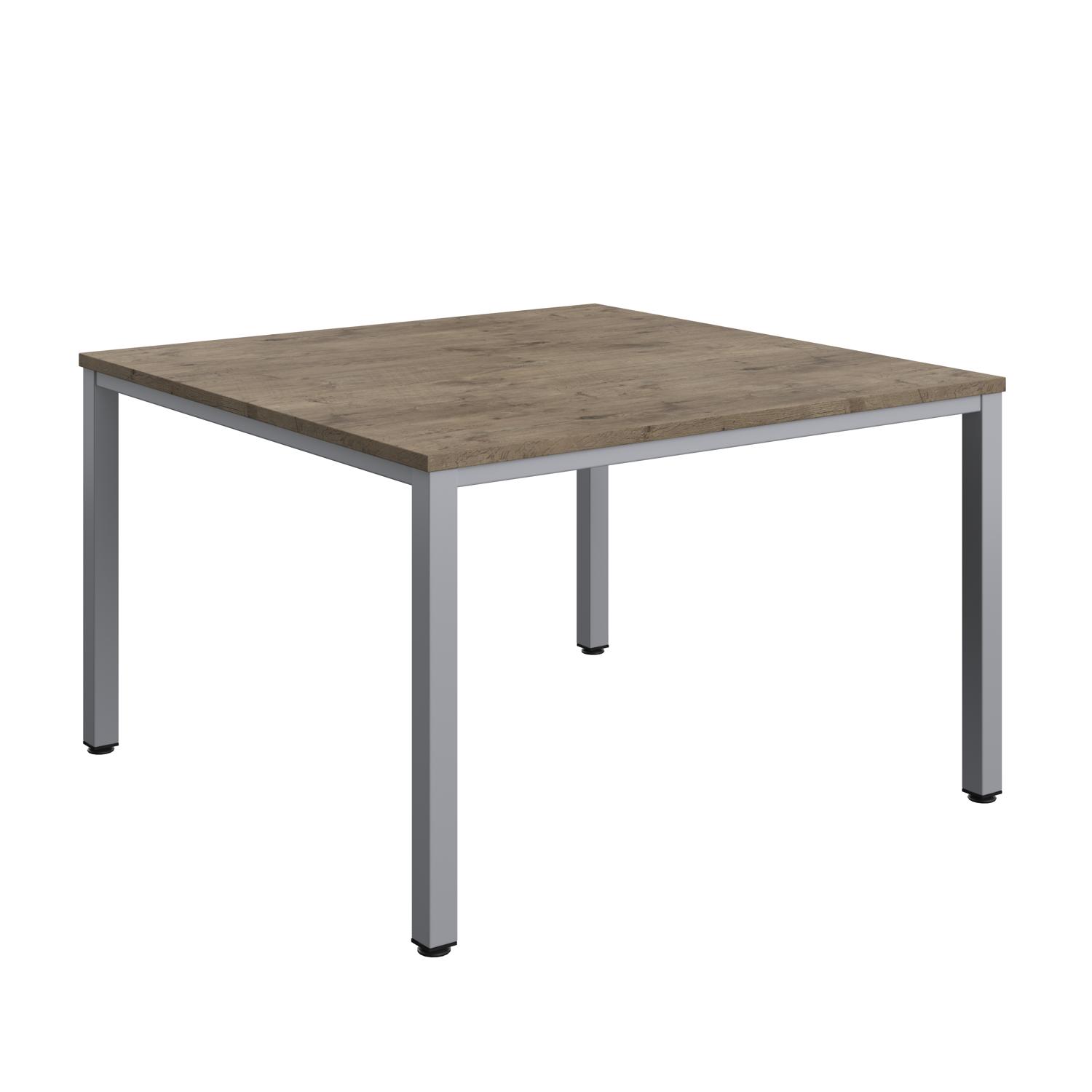 Fraction Infinity Square Meeting Table  1200 X 1200 Grey Nebraska Oak/Silver