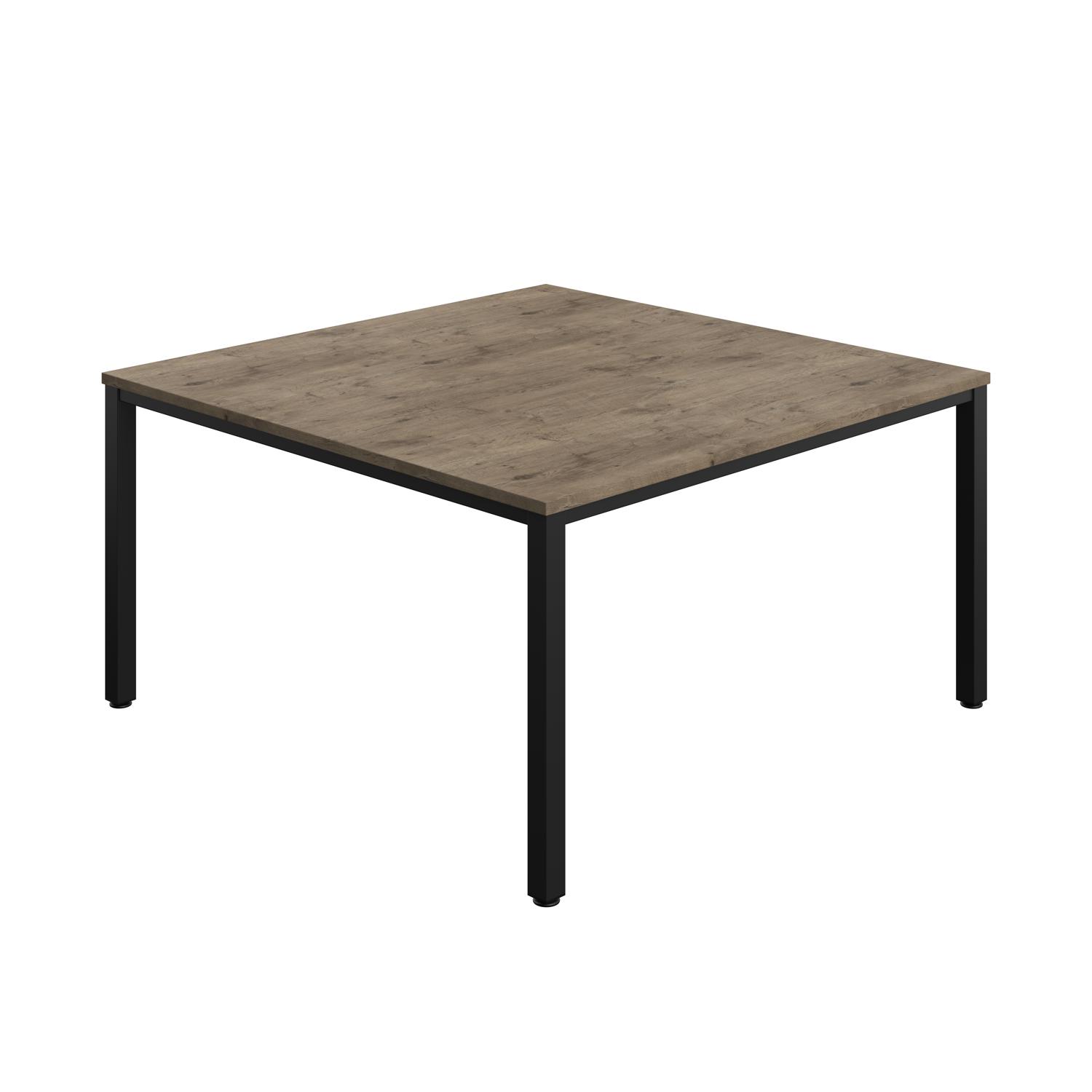 Fraction Infinity Square Meeting Table  1400 X 1400 Grey Nebraska Oak/Black